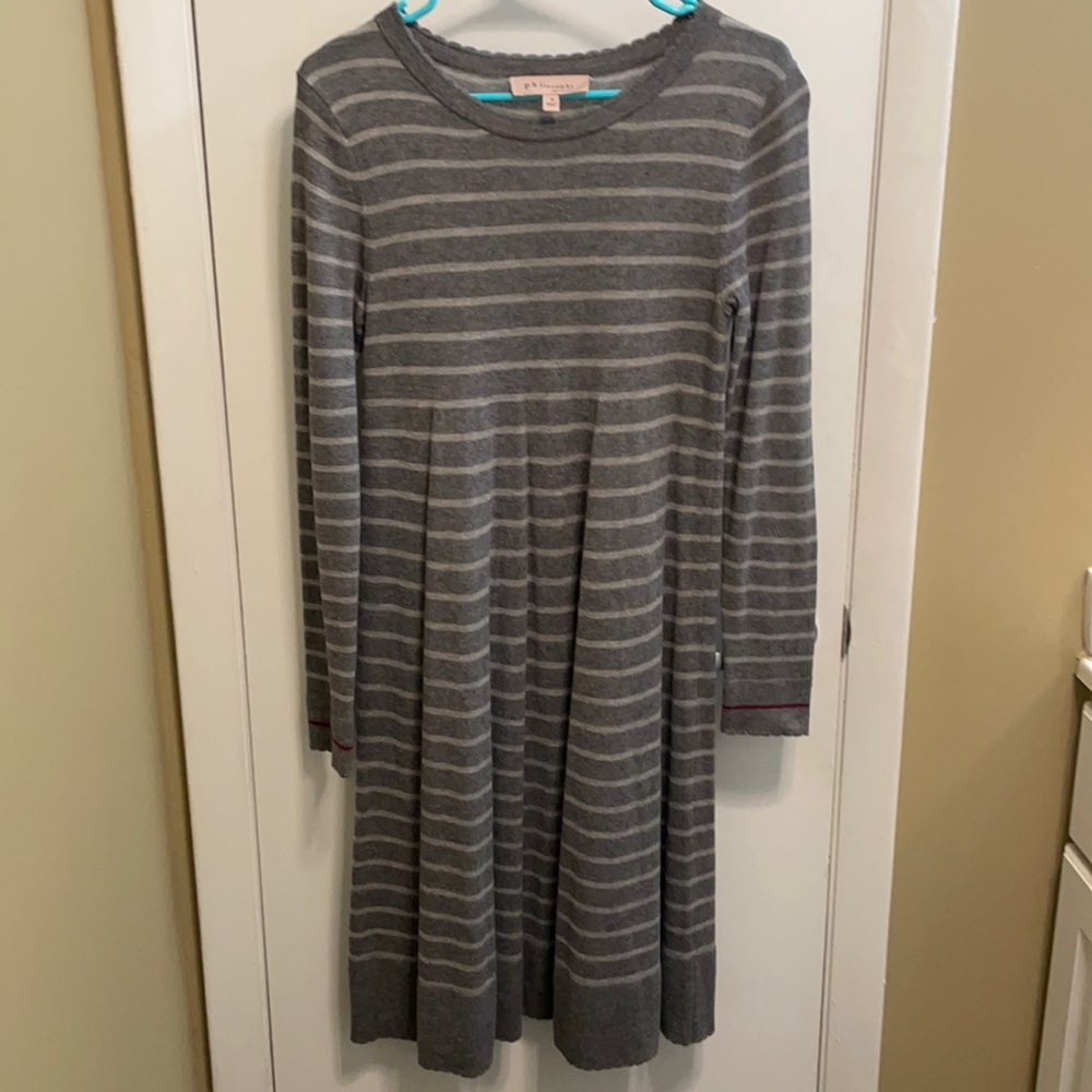 Philosophy Gray Striped Long Sleeve Sweater Dress